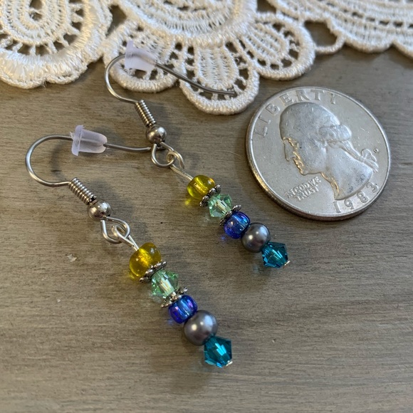 Handmade Swarovski & mixed media earrings, new - Picture 4 of 5